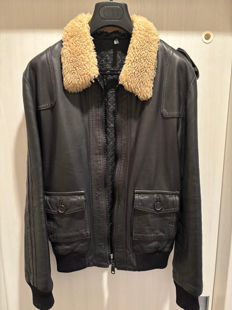 05AW Dior Homme グラム期 ボアレザージャケット 袖ライン 希少