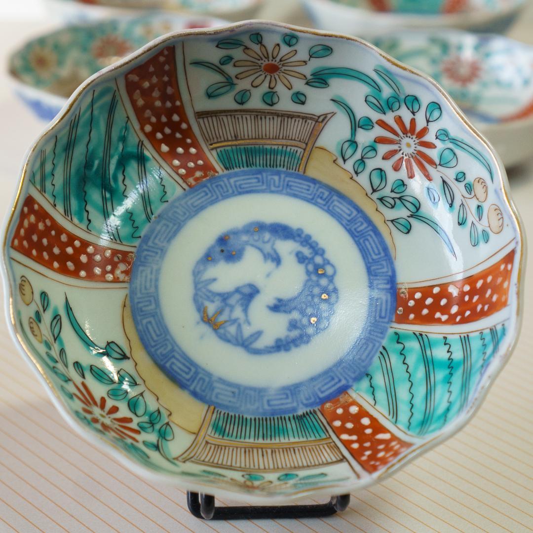 古伊万里　錦手　金彩色絵　膾皿　なます皿　5客