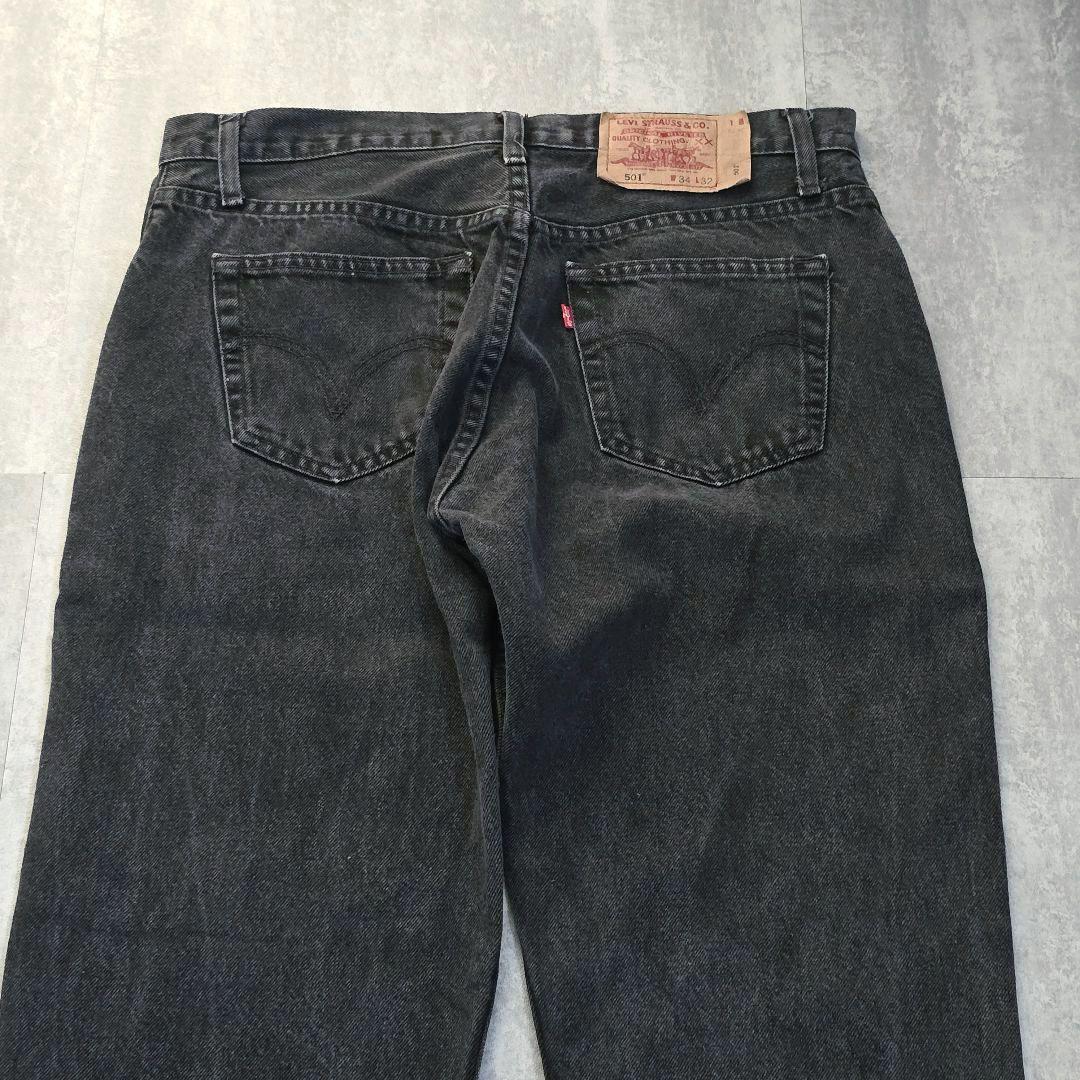 90s USA製 Levi's 501 ブラックデニム W34 後染め 米国製