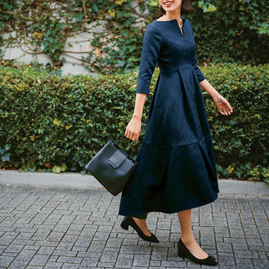 未使用 L’aubeblanc Keyneck Jacquard Dress M