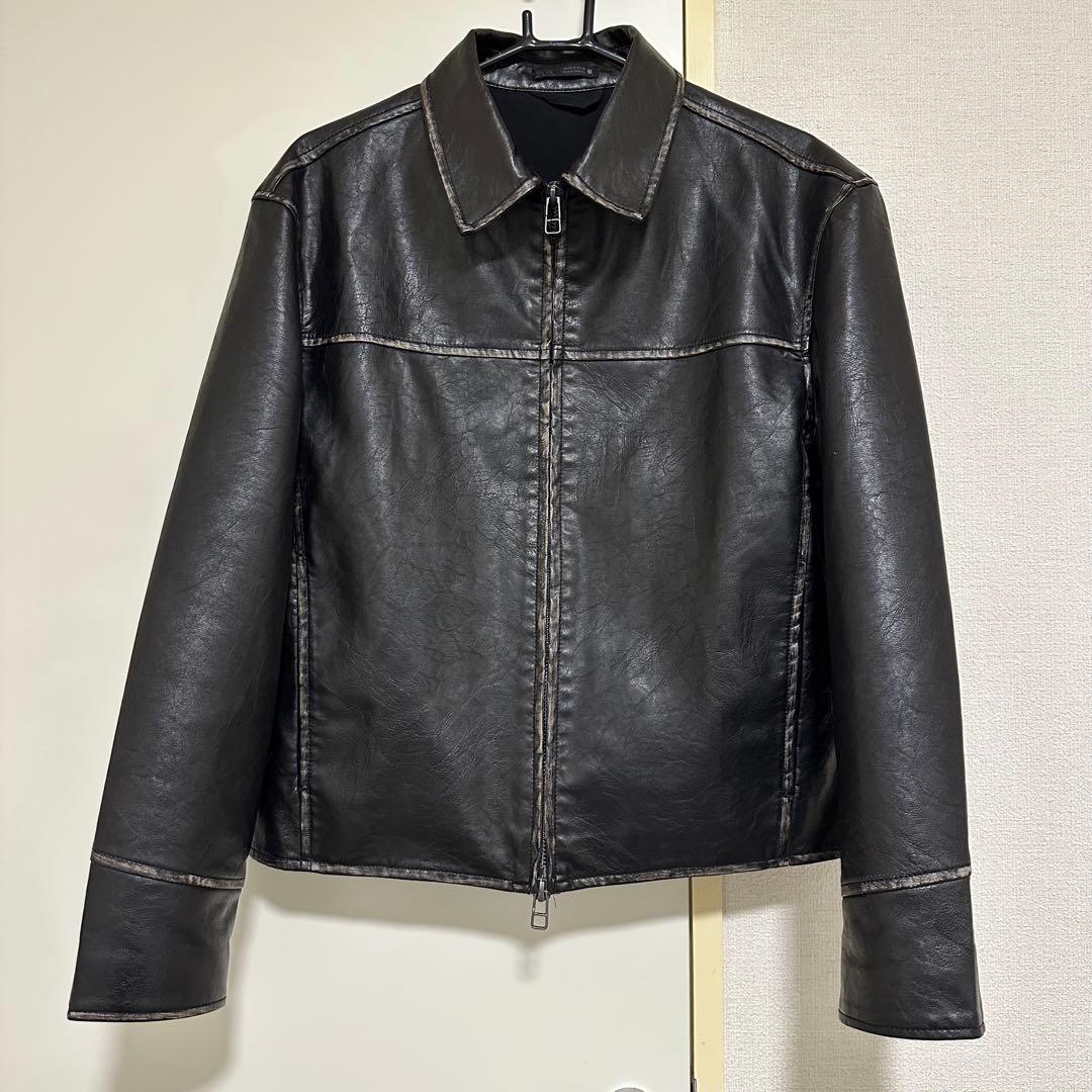 ZARA ウォッシュドフェイクレザージャケット　S