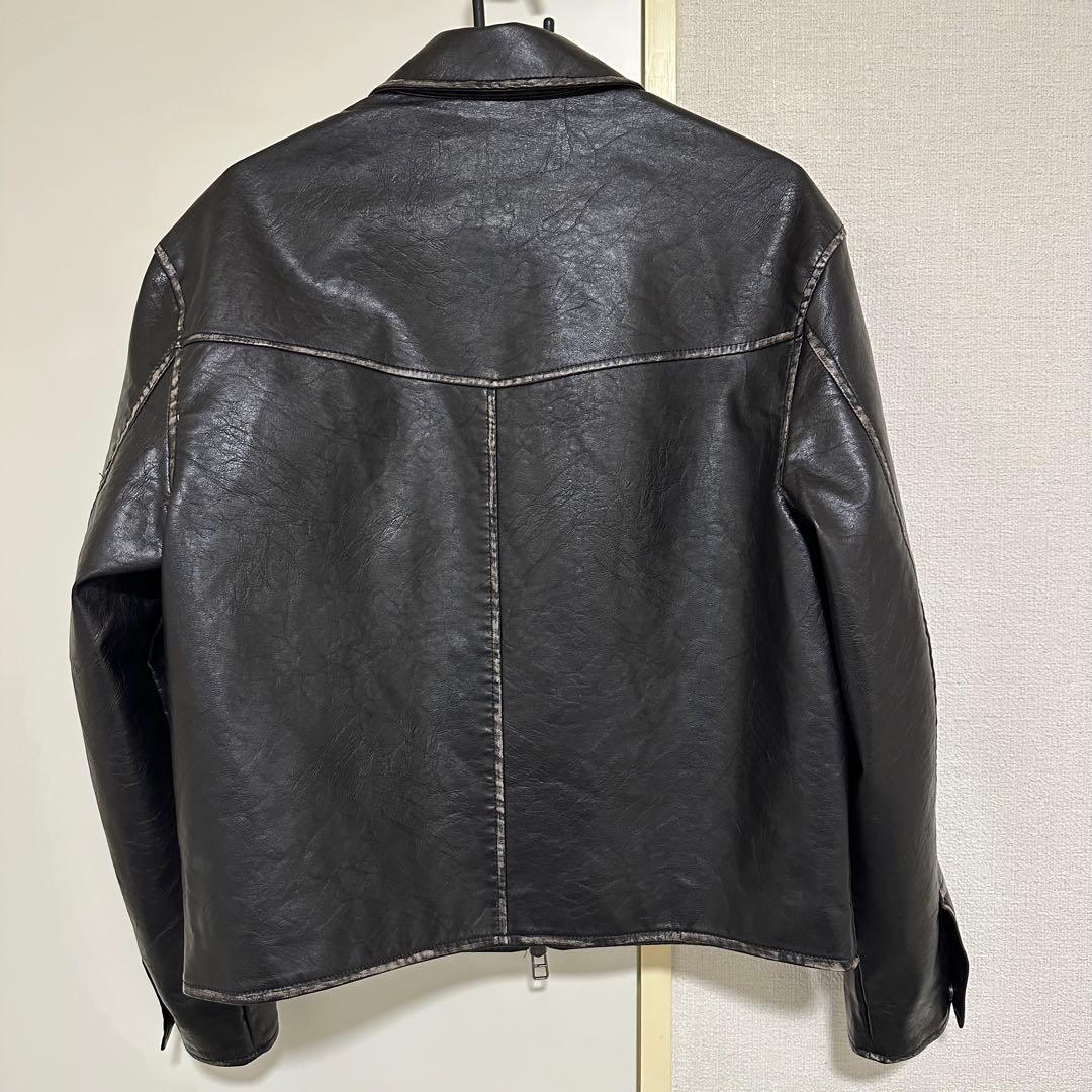 ZARA ウォッシュドフェイクレザージャケット　S