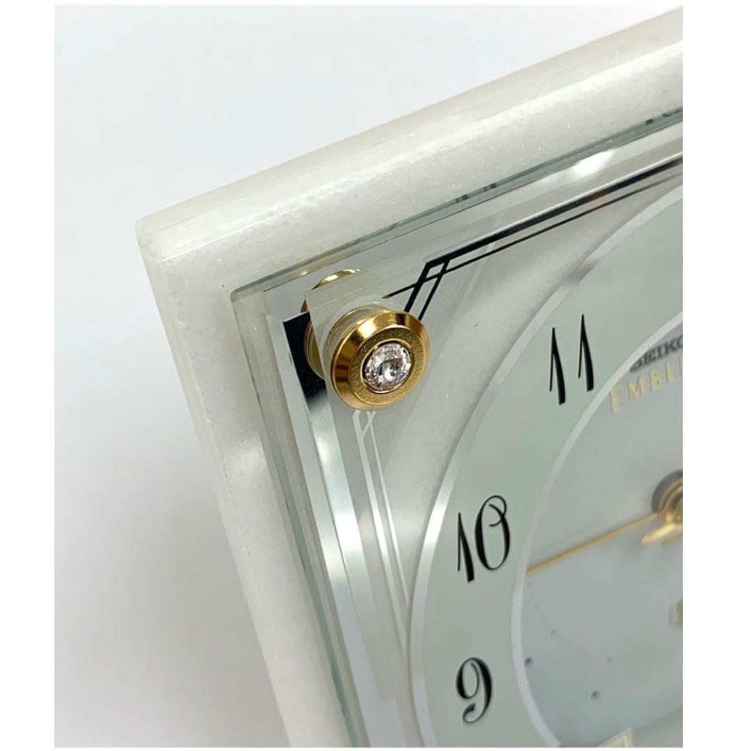 【新品未使用品】SEIKO エンブレム 置き時計(ホワイト)