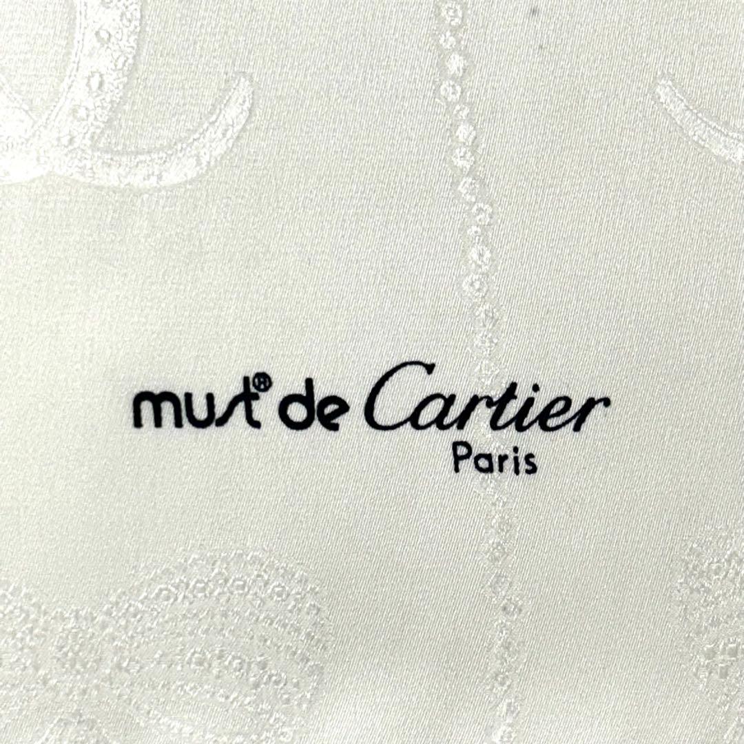 未使用　Cartier スカーフ　ホワイト　シルク 86cm 箱付き