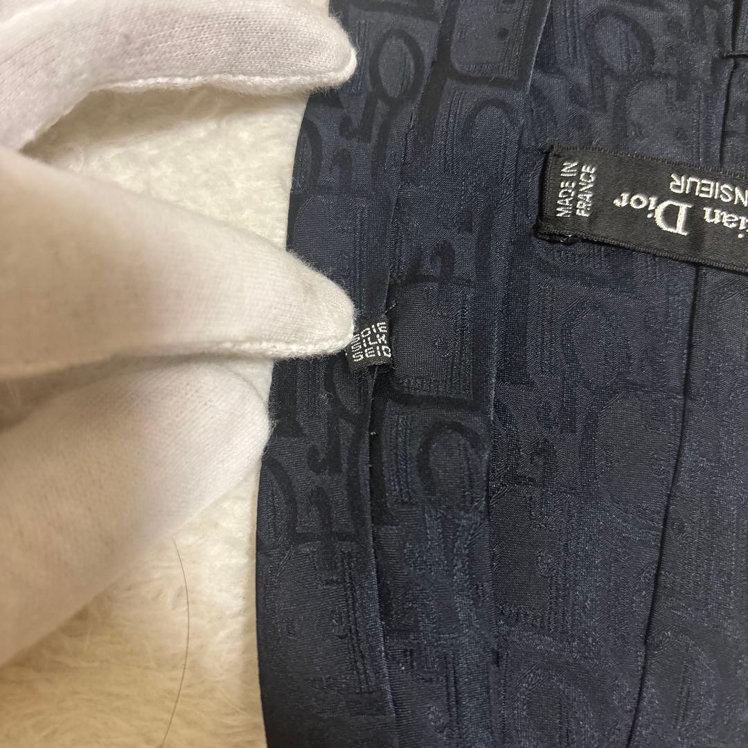 クリスチャンディオール ネクタイ ネイビー トロッター 総柄 シルク Dior
