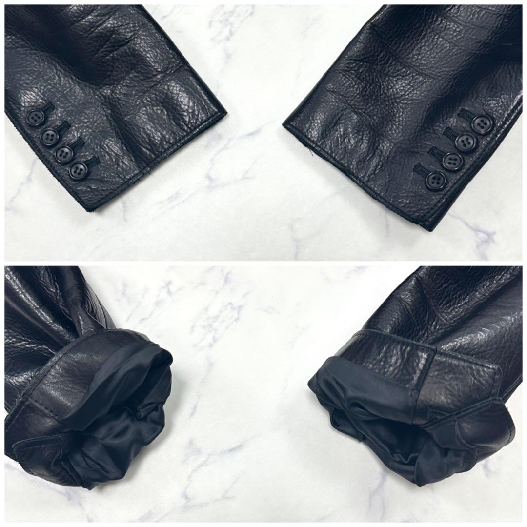 【SHELLAC】牛革 テーラード レザー ジャケット 本革 黒 46 日本製