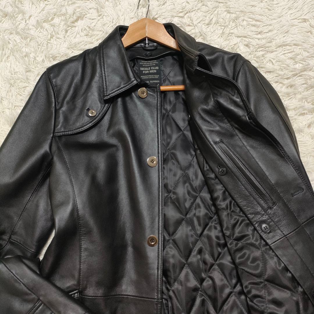 【美品】 NICOLE　羊革　ラムレザー　ライナー付　ジャケット　コート　黒