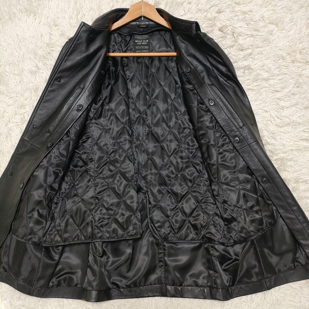 【美品】 NICOLE　羊革　ラムレザー　ライナー付　ジャケット　コート　黒