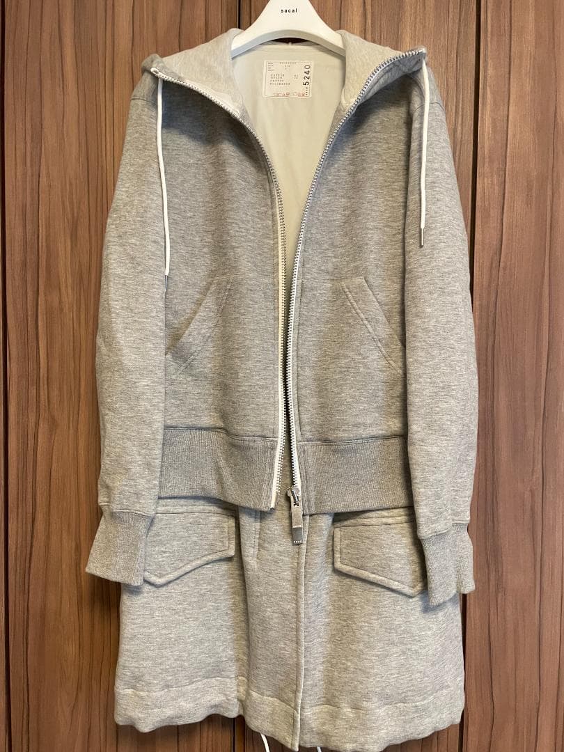 sacai スポンジスウェット ドッキング ロングパーカー/2