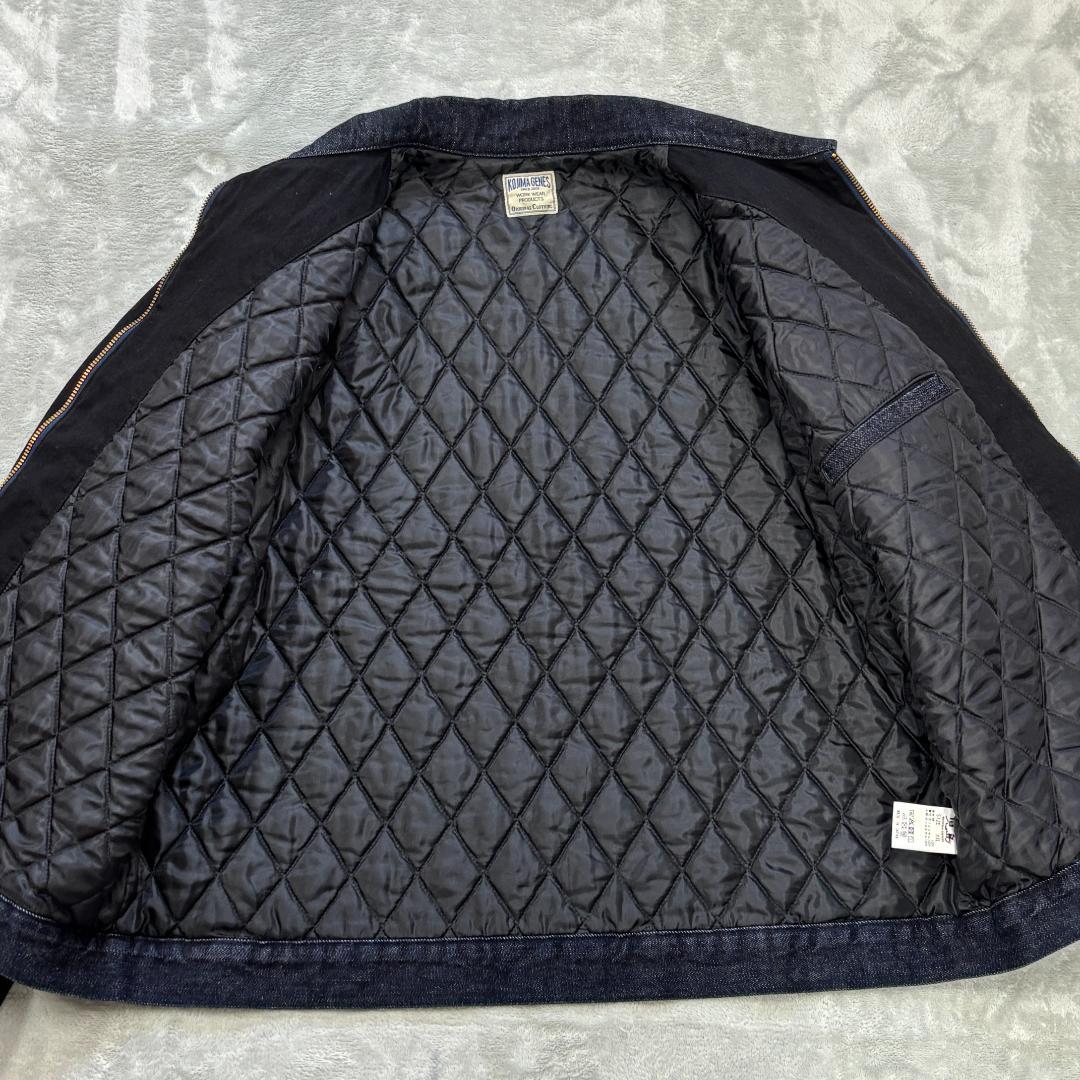 児島ジーンズ 中綿 デニム スポーツジャケット XXL ブラック系 ジップアップ