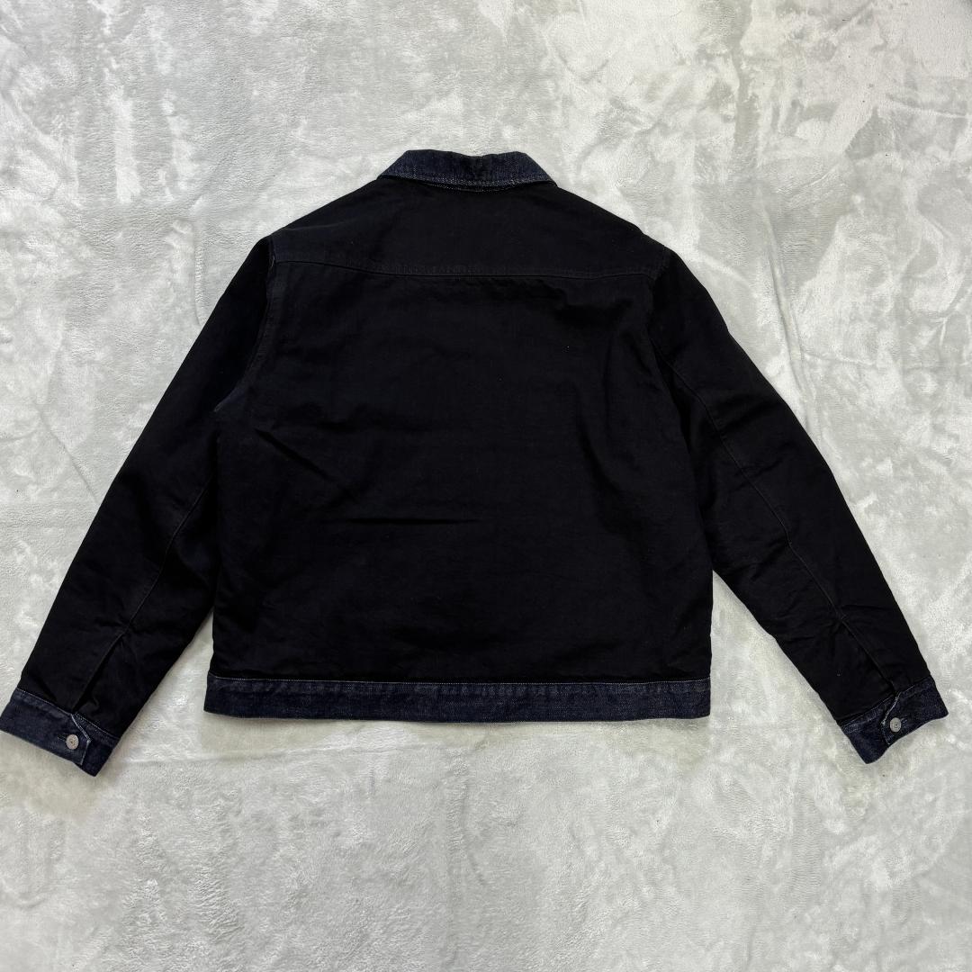 児島ジーンズ 中綿 デニム スポーツジャケット XXL ブラック系 ジップアップ