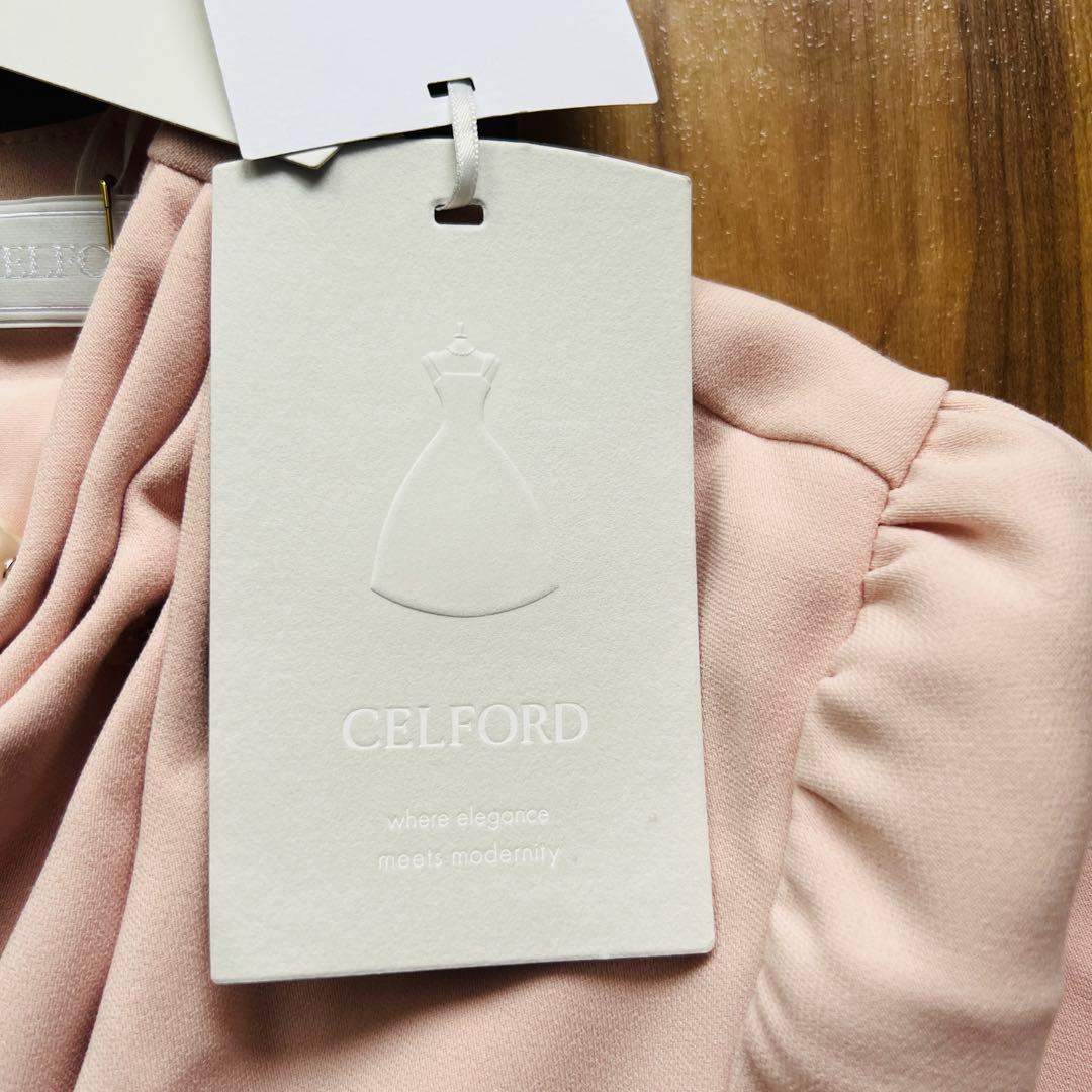 ［未使用］CELFORD アシンメトリータックドレープワンピース S