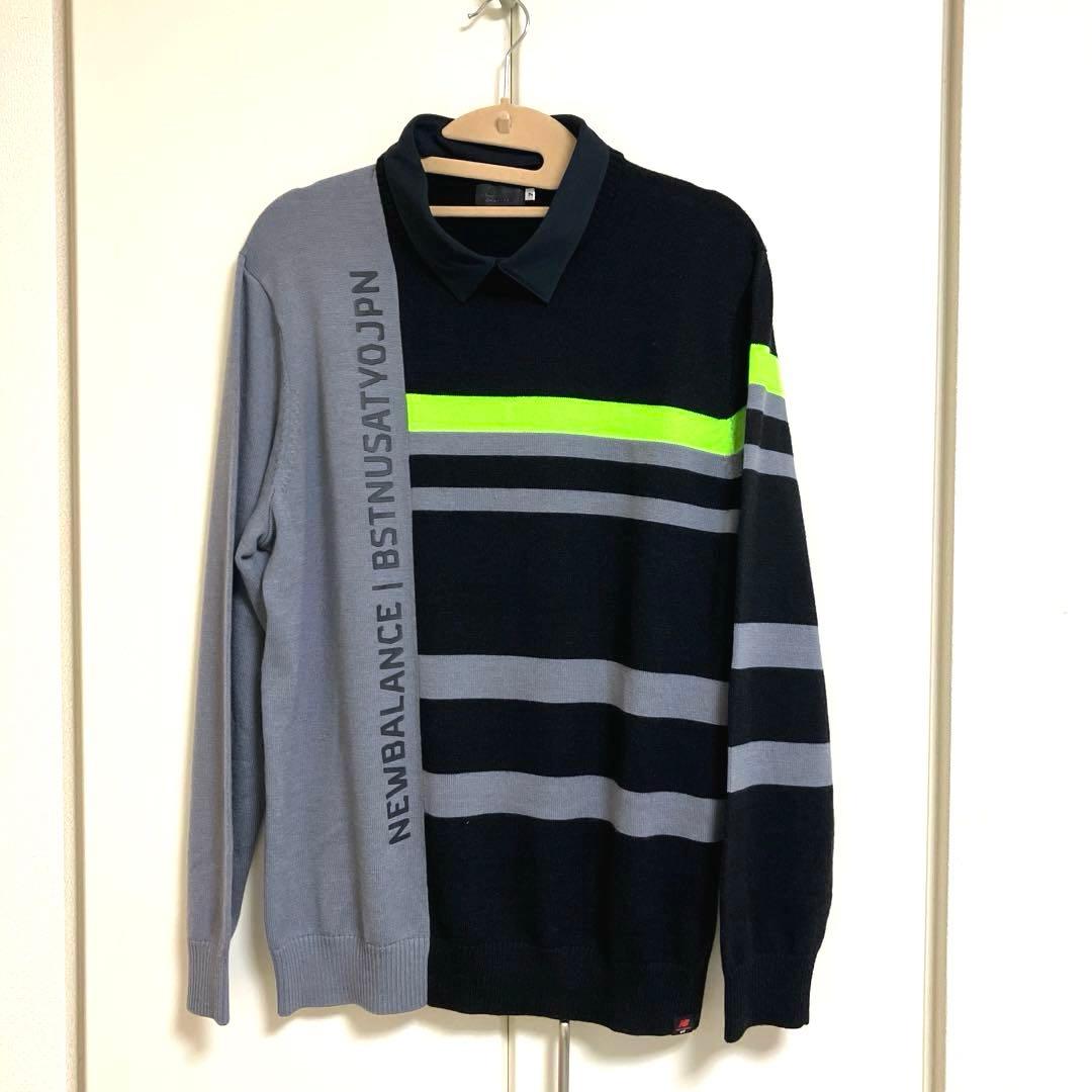 XL 極美品　ニューバランスゴルフウェア メンズ ニットセーター ブラック　黒