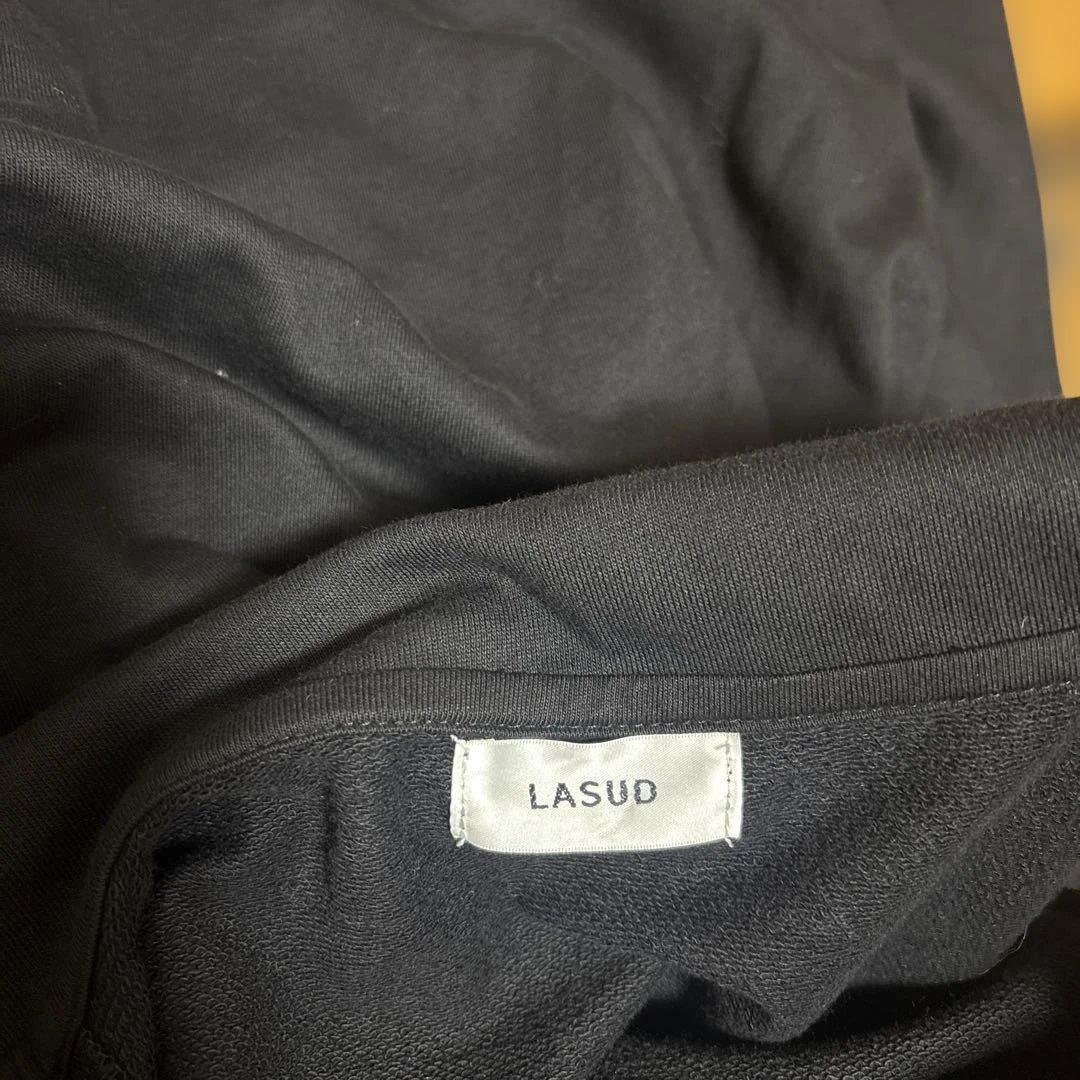 LASUD 異素材　スウェットロングワンピース　ノースリーブワンピース　黒
