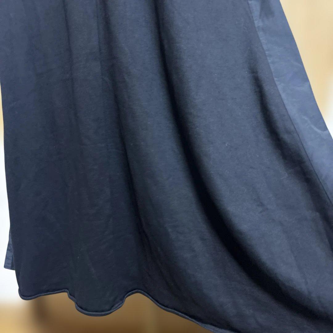 LASUD 異素材　スウェットロングワンピース　ノースリーブワンピース　黒
