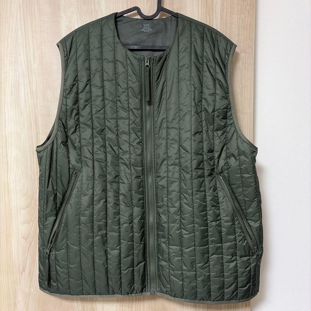 美品 無印良品muji labo 男女兼用 撥水中わたベスト XL カーキ