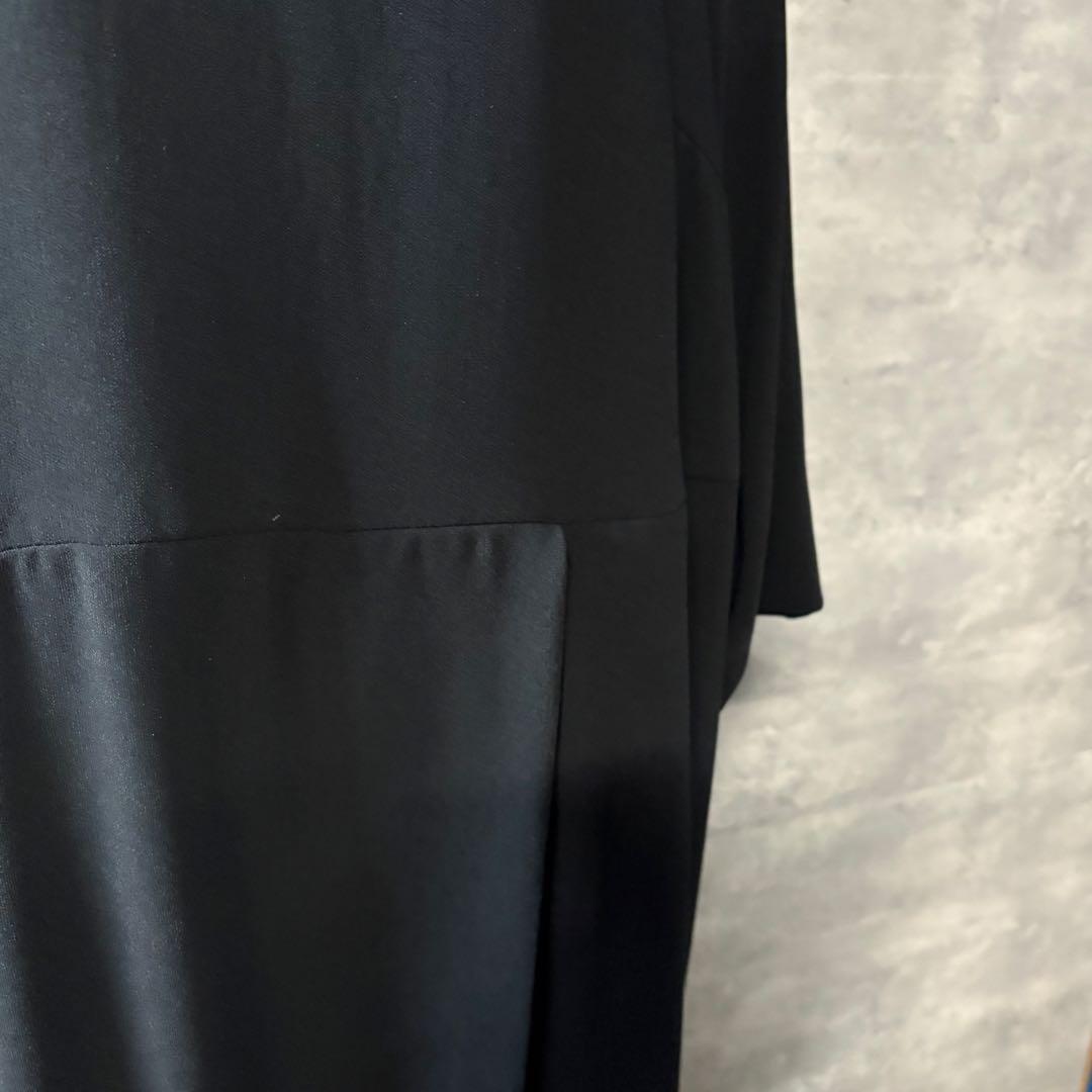 カラルス　礼服　喪服　アシメプリーツ使いロング丈ワンピース　大きいサイズ　5L
