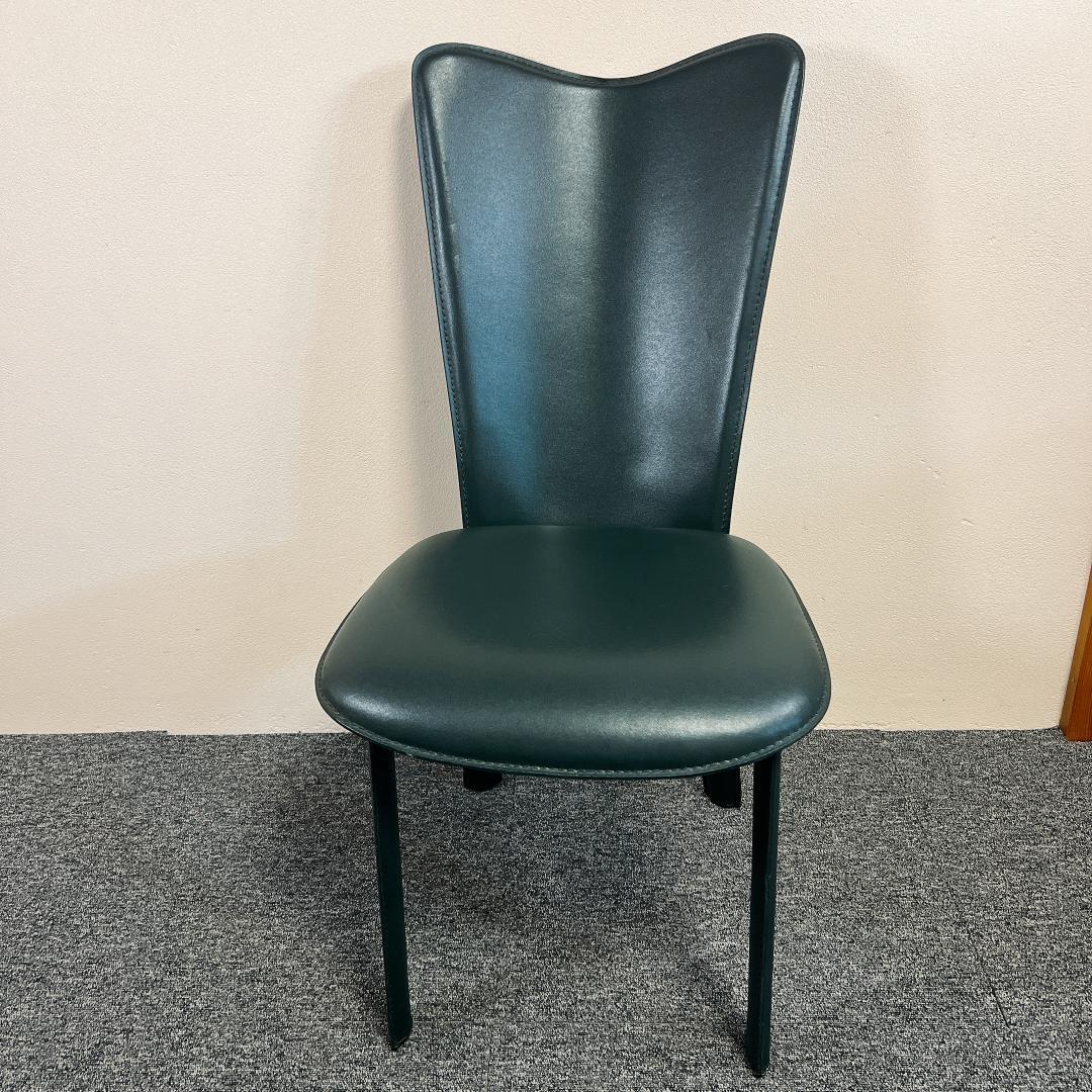 希少　高級 ダイニングチェア ハイバック レザーチェア ヴィンテージグリーン