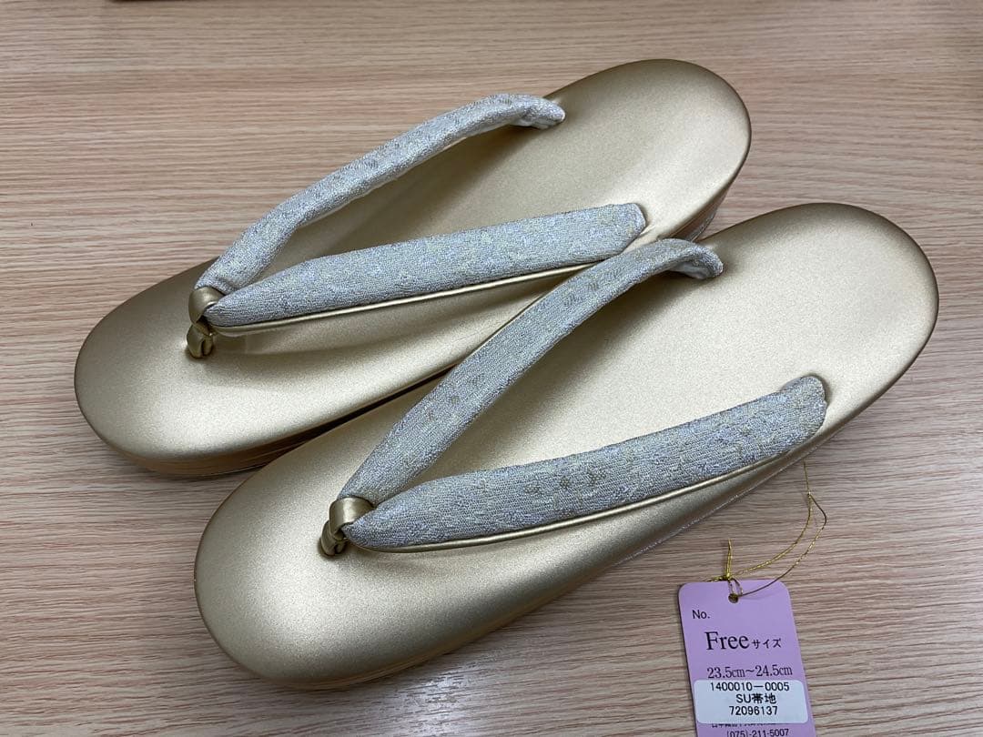 【未使用品】和装用 草履・バッグセット ゴールド系 フリーサイズ