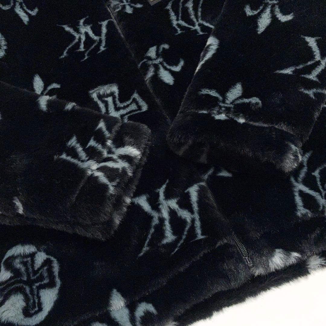Karl Kani カールカナイ モノグラム ショートファージャケット 黒 XL