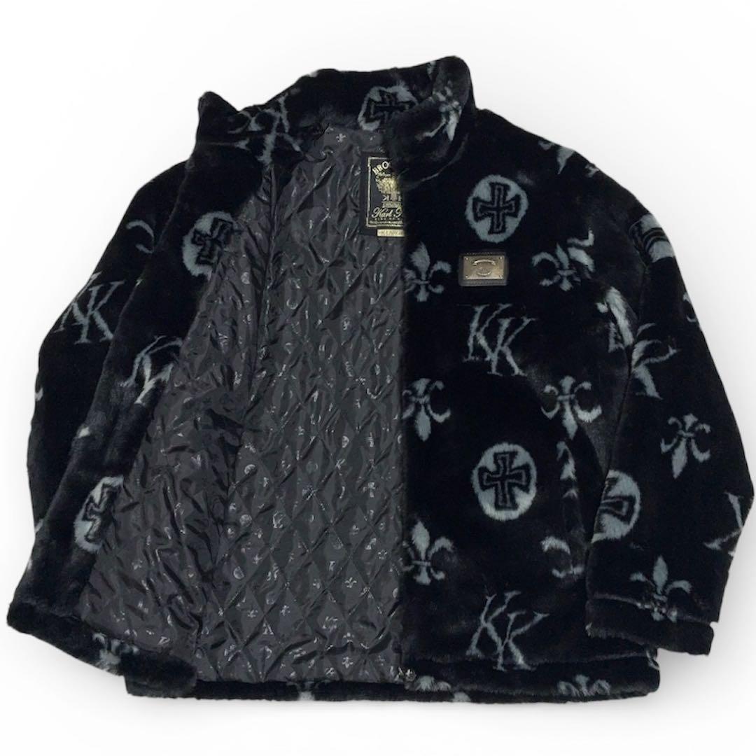 Karl Kani カールカナイ モノグラム ショートファージャケット 黒 XL