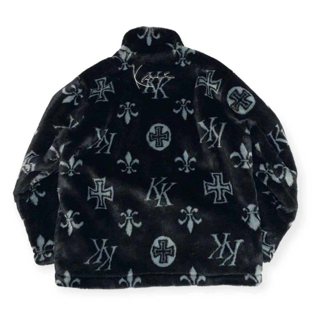 Karl Kani カールカナイ モノグラム ショートファージャケット 黒 XL