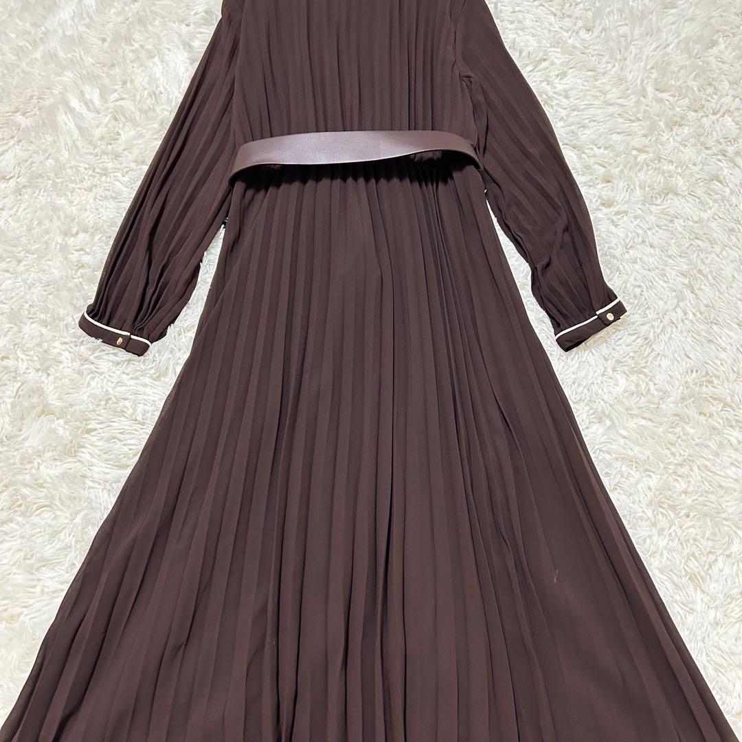 新品　ZARA プリーツミディワンピース ベルト付　バイカラー　大きめXL 現行