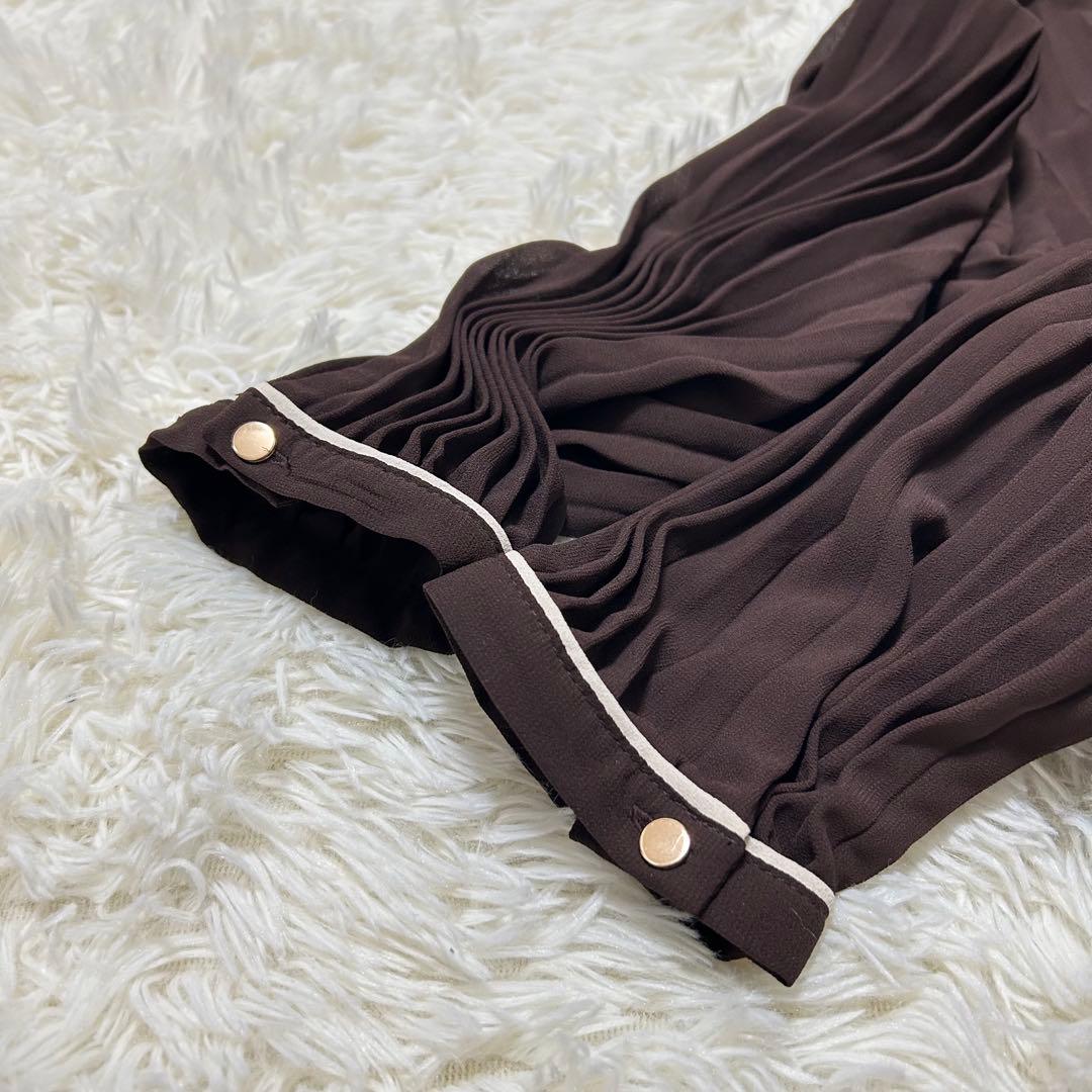 新品　ZARA プリーツミディワンピース ベルト付　バイカラー　大きめXL 現行