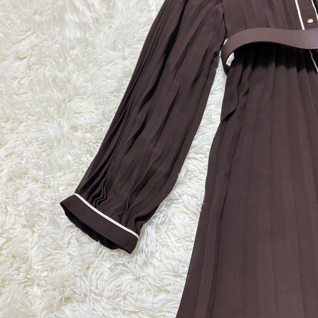 新品　ZARA プリーツミディワンピース ベルト付　バイカラー　大きめXL 現行