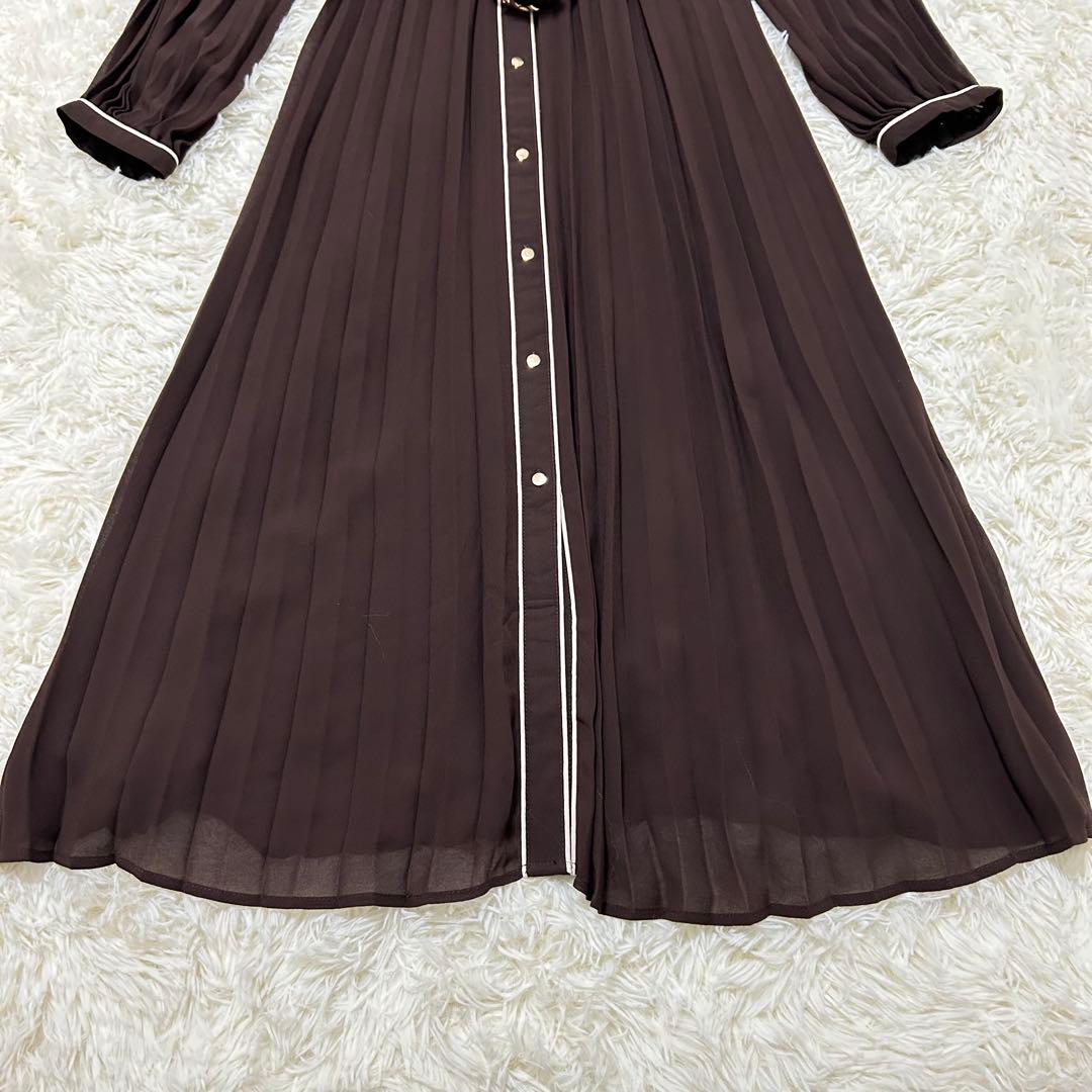 新品　ZARA プリーツミディワンピース ベルト付　バイカラー　大きめXL 現行