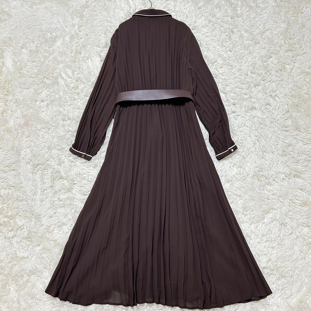 新品　ZARA プリーツミディワンピース ベルト付　バイカラー　大きめXL 現行