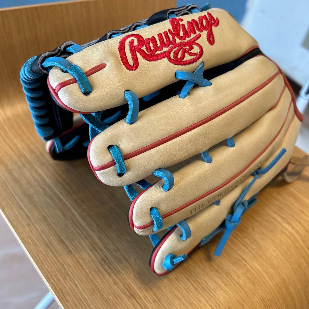 Rawlings 軟式用グローブ 黒/ベージュ/青