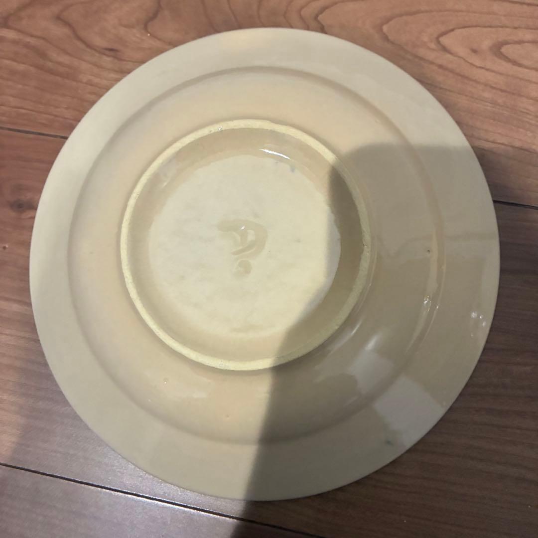 ソンべ焼き　ベトナム ライテウ焼き　陶器 手描き魚と植物の飯碗　大皿4個セット