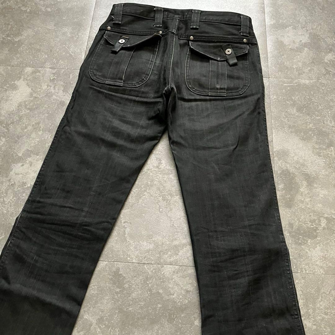 パンツ 00s gimmick draping black flare denimY2K