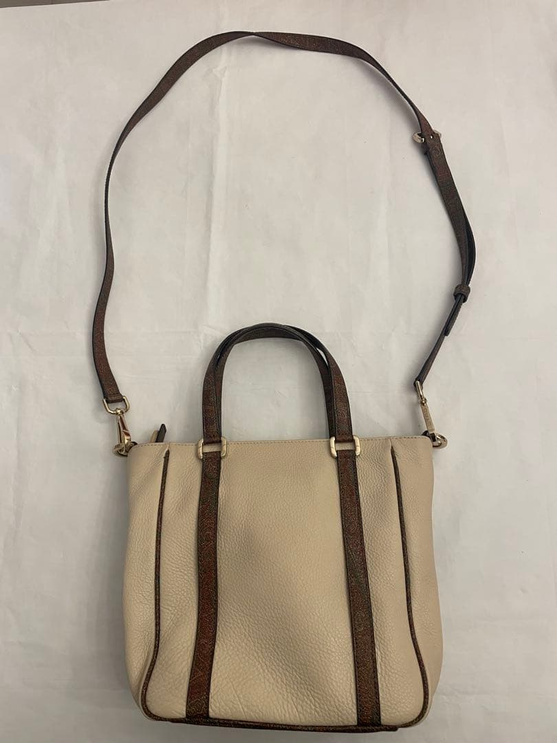 ❷美品 ETRO エトロ 2way バッグ ペイズリー柄トリムレザー