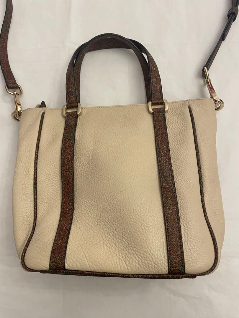 ❷美品 ETRO エトロ 2way バッグ ペイズリー柄トリムレザー