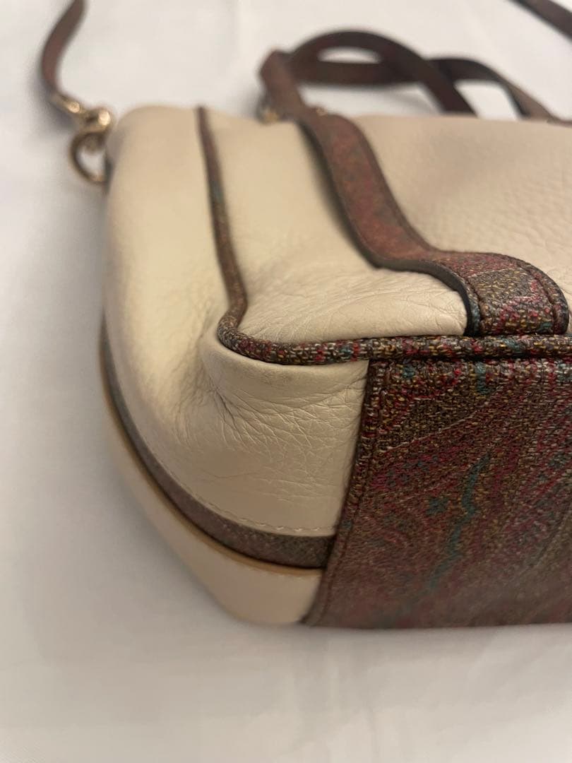 ❷美品 ETRO エトロ 2way バッグ ペイズリー柄トリムレザー