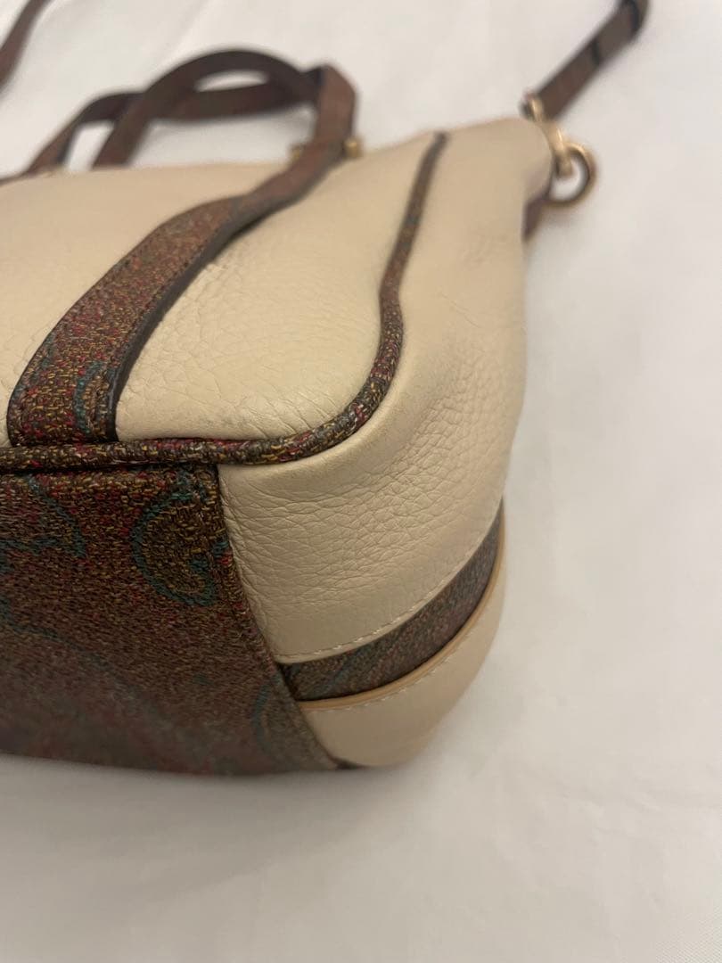 ❷美品 ETRO エトロ 2way バッグ ペイズリー柄トリムレザー
