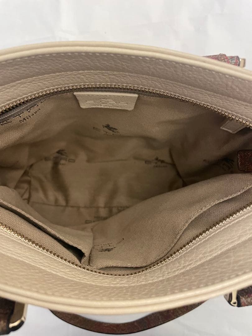 ❷美品 ETRO エトロ 2way バッグ ペイズリー柄トリムレザー