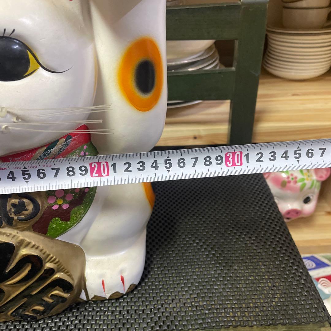 招き猫 置物 陶器製 約32cm 常滑焼招き猫　日本伝統工芸品　福　千万両