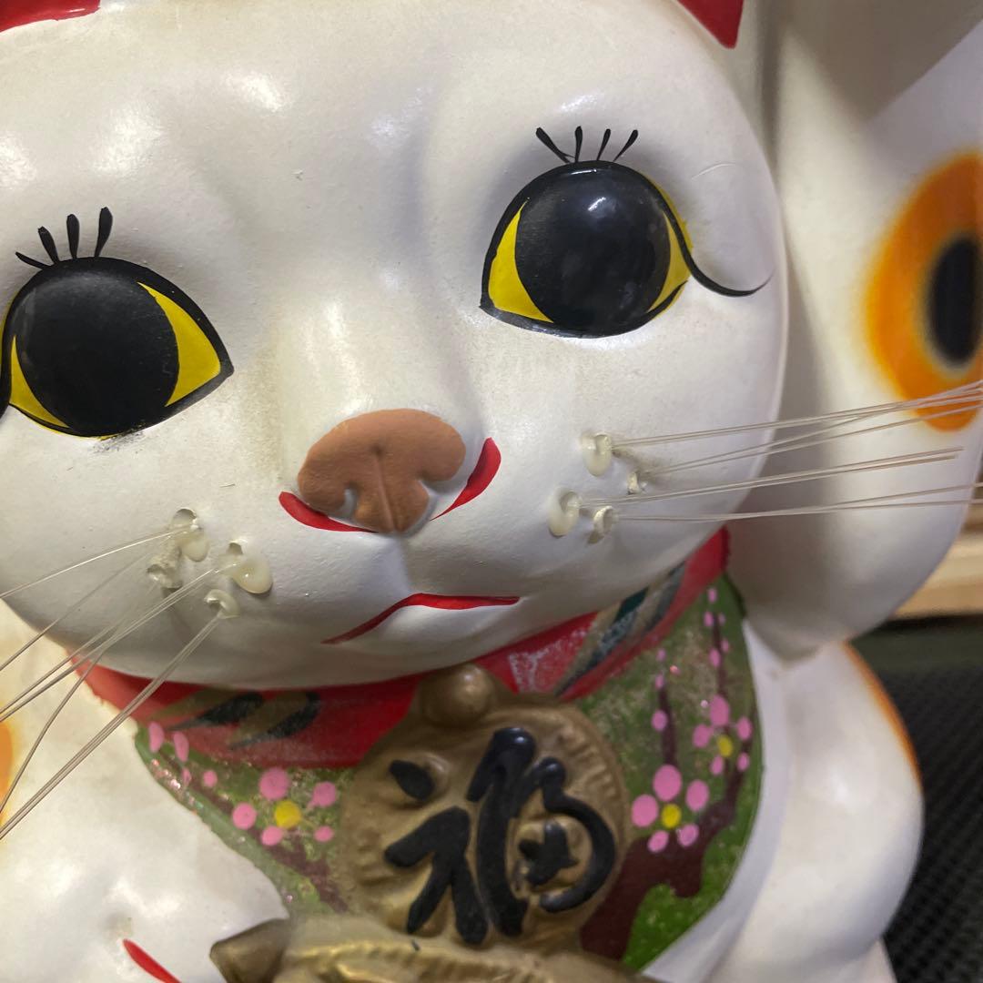 招き猫 置物 陶器製 約32cm 常滑焼招き猫　日本伝統工芸品　福　千万両