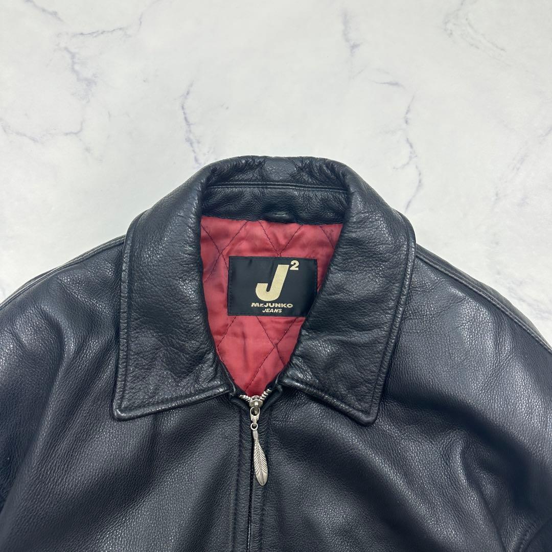 希少【Mr.JUNCO】背面イーグル型押し 牛革 オールレザー ジャケット L