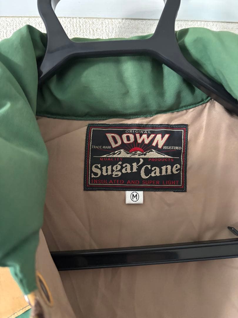 SUGAR CANE レザーヨーク ダウンベスト グリーン M
