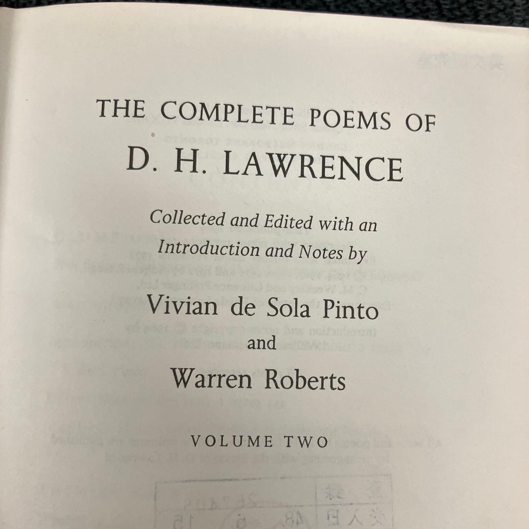 洋書 THE COMPLETE POEMS OF D. H. LAWRENCE