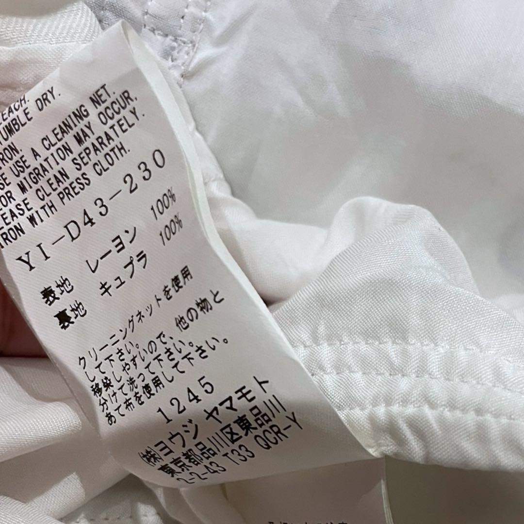 Y's ワイズ　ノースリーブワンピース ロング　総柄　リボン　レース　ホワイト