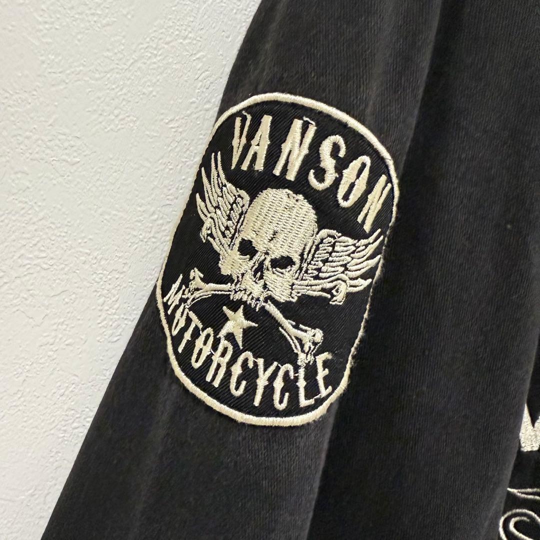 VANSON バンソン　デニムジャケット　スカル　クロスボーン　コットン　黒　L