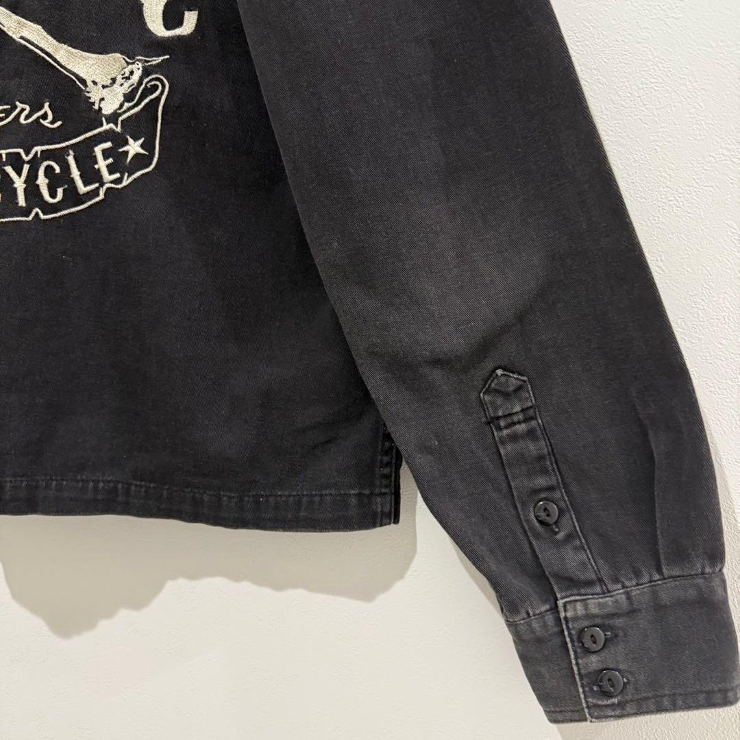 VANSON バンソン　デニムジャケット　スカル　クロスボーン　コットン　黒　L