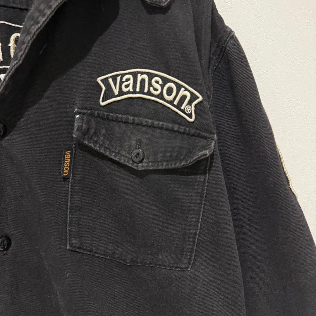VANSON バンソン　デニムジャケット　スカル　クロスボーン　コットン　黒　L