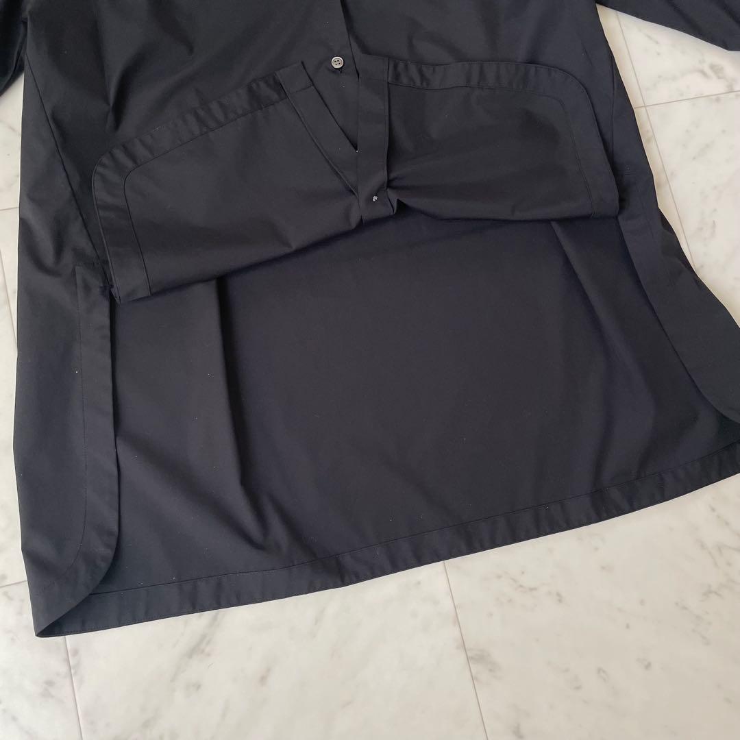 24SS✨極美品✨セオリーリュクス レース使い オーバーサイズ シャツ ブラック