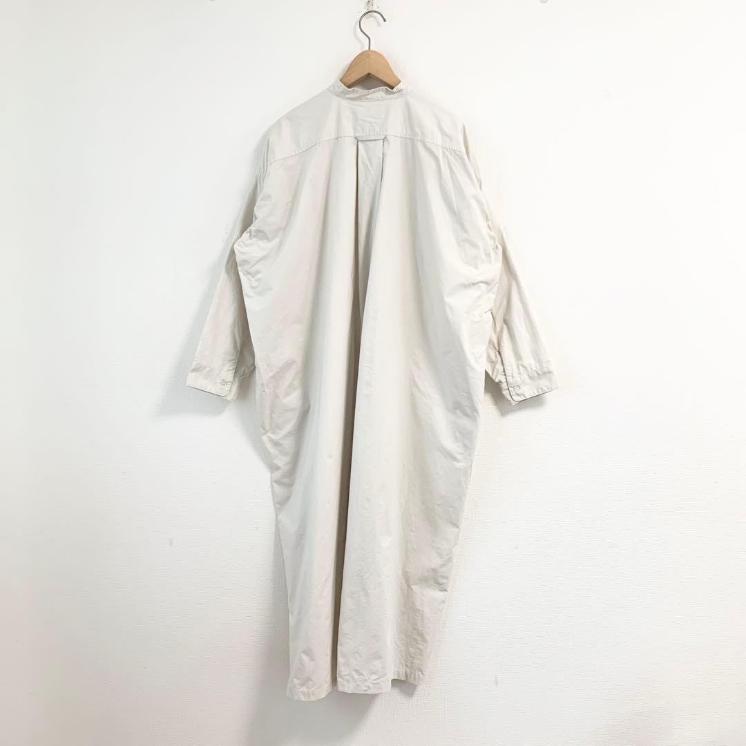 【美品】かぐれ＊バンドカラー オーバーシャツワンピース オフ白 F ロング